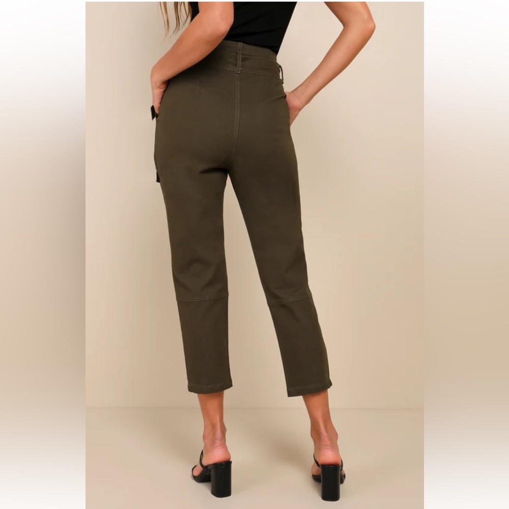 Lulus Leo Olive Green Cropped Pants - Picture 4 of 9